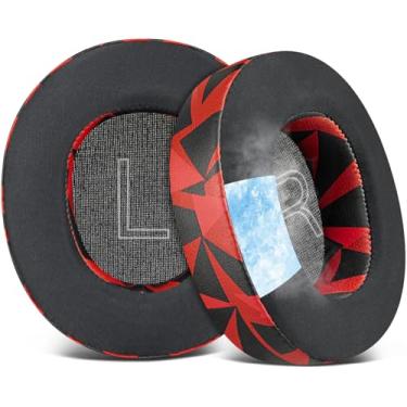Imagem de SOULWIT Almofadas Auriculares de Substituição com Gel Refrescante para Steelseries Arctis Nova Pro com Fio, Nova 1/1X/1P/3/4/7/7X/7P, Com Isolamento de Ruído, Espessura Adicional - Tempestade Vermelha