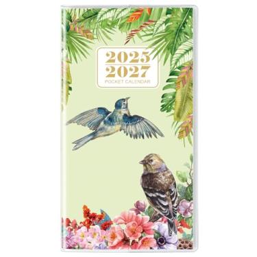 Imagem de Zuozee Calendário de bolso 2025-2027, agenda mensal 2025-2027 - funciona de julho de 2025 a dezembro de 5028 a 17 cm x 9 cm, agenda de pássaros com capa de PVC para planejamento, organização e