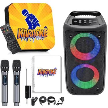 Imagem de Karaoke Party Box +2 Mic Sem Fio + Caixa De Som + Catálogo