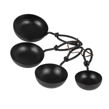 Imagem de Creative Co-Op Colheres de medição de aço forjado, preto, conjunto de 4