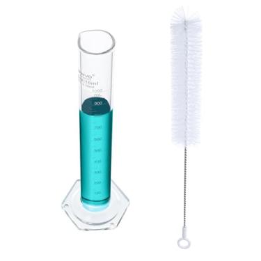 Imagem de LABINVO Conjunto de cilindros graduados de 1000 ml, 1 peça de cilindro de medição de vidro borossilicato 3.3, base hexagonal, com escova, classe B, IN-MCGS003