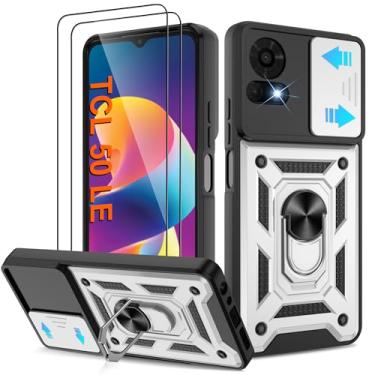 Imagem de ATUMP Capa para celular TCL 50 LE com [2 peças] protetor de tela HD, resistente à prova de choque com suporte de rotação de 360° [grau militar] capa protetora para TCL 50 LE, prata