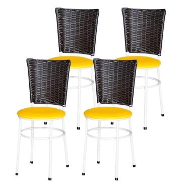 Imagem de 4 Cadeiras Para Mesa Branca Hawai Marrom Branco