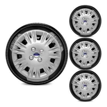 Imagem de Jogo Calota Aro 15 New Fiesta Hatch Sedan 2014 A 2019 + Emb Prata