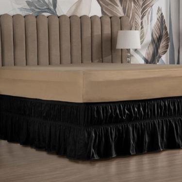Imagem de Saia Box Cama King Com 2 Elásticos Ajustável Babado 1 Peça