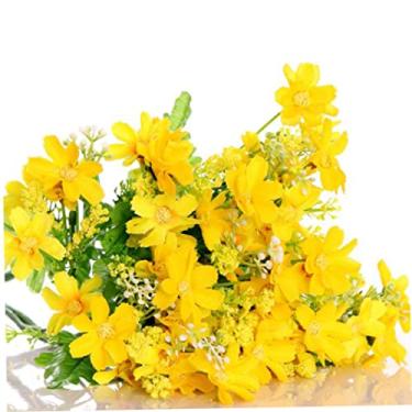 Imagem de Buquê de margaridas artificiais, margaridas artificiais, buquê de seda, margaridas amarelas com folhas, flores, plantas de seda