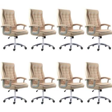 Imagem de Kit 8 Cadeiras Big Mola Ensacada Escritório Pres Giratória em Couro com Nr17 Espresso Móveis Cinza