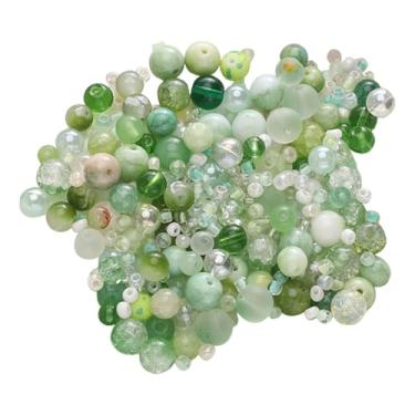 Imagem de Colaxi Kit de contas para fazer joias, contas de vidro mistas 30G, pulseira de vidro faça você mesmo, suprimentos de joias faça você mesmo para brincos, arte, Verde