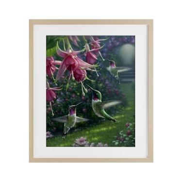 Imagem de Stupell Industries Impressão emoldurada Beija-flor Haven Garden Birch design sob vidro por Collin Bogle, 53 x 43 cm