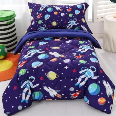 Imagem de Conjunto de roupa de cama infantil Wowelife Space para meninos e menin