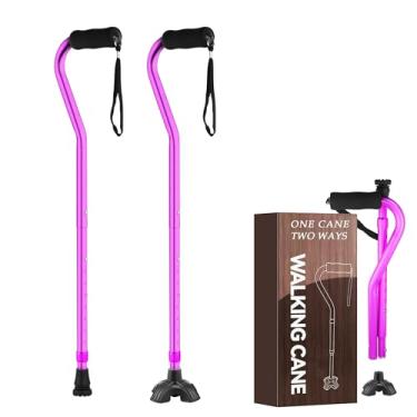 Imagem de YOKABOZE Bengala Dobrável E Leve Para Homens Mulheres, Com Alça Deslocada, Ajustável, Mobilidade Equilíbrio, Idosos, Base Pequena, 32-37"