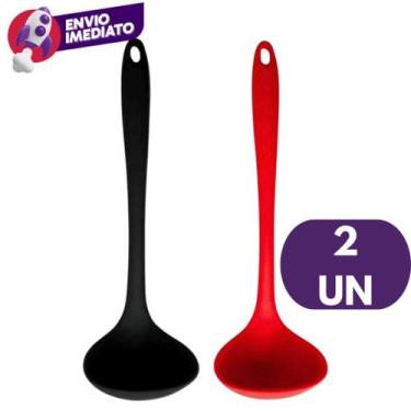 Imagem de Kit Concha Silicone Maciço Para Feijão Sopa Caldo Creme Resistente Coz