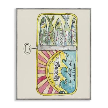 Imagem de Stupell Industries Arte giclée emoldurada em lata de sardinha pastel cinza por NOLA JAMES, 20 x 16