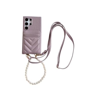 Imagem de MVVKKY Alça de pulso transversal com suporte para cartão para Galaxy A55 (para Galaxy A55/roxa)