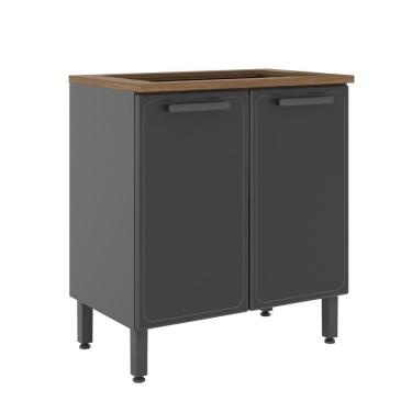 Imagem de Balcão De Aço Para Cooktop 2 Portas Grafite Estilo Bertolini Grafite