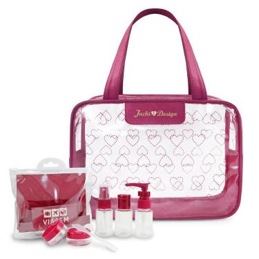 Imagem de Kit De Bolsa Transparente E Frascos De Viagem De 7 Peças Vinho