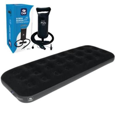 Imagem de Kit Colchão Inflável Camping Casal + Solteiro + Inflador Pé - Guepardo