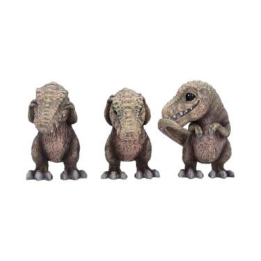 Imagem de Nemesis Now Three Wise See No Evil Hear No Evil Speak No Evil Figurines, adorável resina pintada à mão colecionáveis e presente - Tyrannasaurus Rex