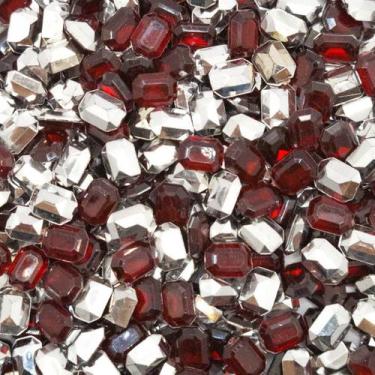 Imagem de Colagem Retângulo Strass Acrílico Vermelho Transparente 6x8mm 300pçs 3