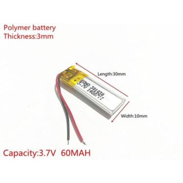 Imagem de Bateria 60 Mah 3,7v Tamanho:  3mm X 10mm X 30mm - - bgb