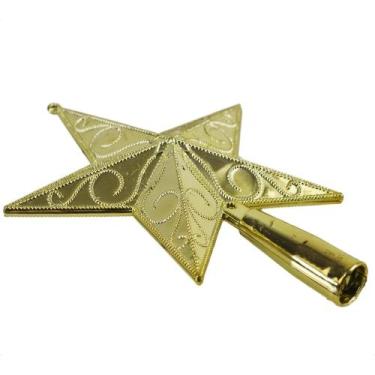 Imagem de Estrela Árvore De Natal Modelo Arabesco 18cm Ponteira Natalina - RIO M