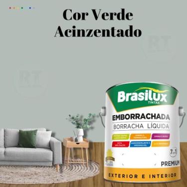 Imagem de Tinta Borracha Líquida Cor Verde Brasilux Para Parede 3,2l Acrílica La