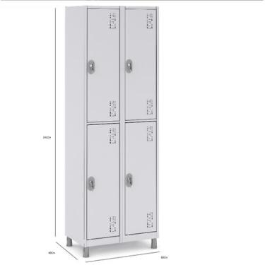 Imagem de Roupeiro 191x85x40Cm Vestiário Aço 4 Portas para Academia - W3, CINZA