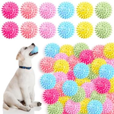 Imagem de Soulchen Pacote com 30 bolas pontiagudas de 5,5 cm para filhotes pequenos e médios, bolas pontiagudas duráveis para mastigar agressivos, brinquedos coloridos de buscar para filhotes, limpar os dentes