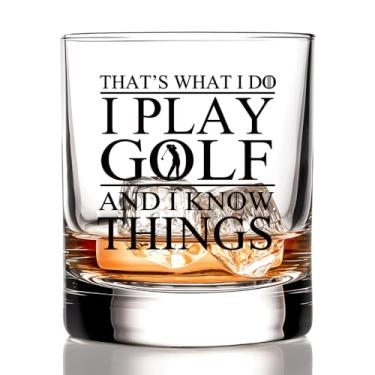 Imagem de RZHV Thats What I Do I Play Golf And I Know Things Old Fashioned Whiskey Glass, Funny Father's Day Anniversary Birthday Gift for Men Husband Dad Uncle Grandpa Friends Coworkers Golf LoverQ