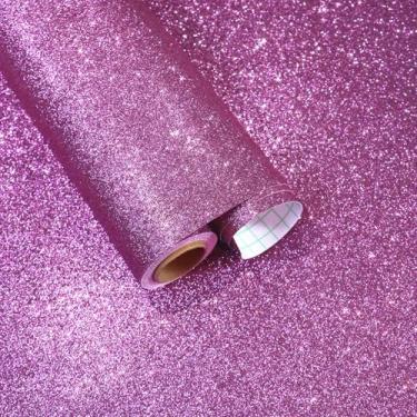 Imagem de FANCYEASY Papel de parede roxo claro com glitter cole e descasque para paredes autoadesivo decorativo papel de parede roxo brilhante descasque e cole papel de contato com glitter brilhante para