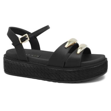 Imagem de Sandália Ramarim Feminina Plataforma Alta Napa 25-43204, Preto, 38, Fe