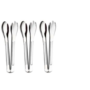 Imagem de Pegador Multiuso para Salada, Pães, Macarrão e Churrasco, Pinça Cozinha e Culinária, Inox Profissional Longo(3 Peças)