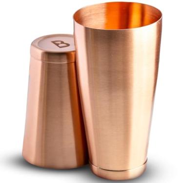 Imagem de Bull in China Coqueteleira de 2 peças de cobre – Coqueteleira ponderada de 800 ml e lata trapaceira ponderada de 510 g, coqueteleira de nível profissional, conjunto de coqueteleira premium para
