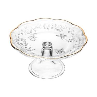 Imagem de Prato Cristal C Pé Grande Boleira 27cm Borboleta Fio De Ouro - LYOR