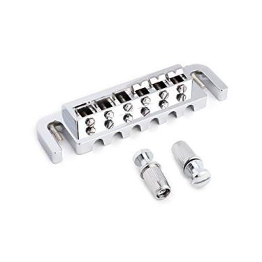 Imagem de Metallor Tune-O-Matic – Peça traseira envolvente para ponte envolvente ajustável para guitarra elétrica cromada estilo Les Paul LP de 6 cordas.