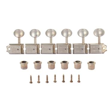Imagem de KAISH Afinadores Pure Vintage Tuning Machines, cavilhas, teclas de afinação de guitarra com haste dividida para Strat/Tele/Jaguar, puxador oval de metal canhoto/níquel relíquia