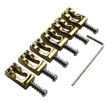 Imagem de OVSAL Selas de latão para guitarra elétrica 10,8 mm selas de ponte de latão para Fender Strat Stratocaster Tele Telecaster 6 cordas guitarra tremolo ponte selas vácuo ouro