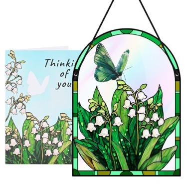 Imagem de Cartão apanhador de sol de flores lírio do vale para pendurar na janela, cartões de felicitações de acrílico 3D para decoração de jardim interno e externo, presentes de aniversário para mãe, avó