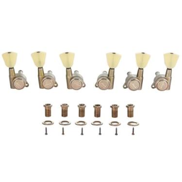 Imagem de Sintonizadores de bloqueio de guitarra 3 por lado 18:1 Teclas de afinação de guitarra com alça fundamental para guitarras LP/Les Paul/SG/ES/Acoustic Níquel envelhecido