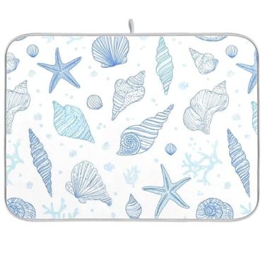 Imagem de Tapetes de Secagem de Louça para Cozinha 40,6 x 45,7 cm, Tapetes Escorredor de Louças, Algas Marinhas e Corais, Tapete de Cozinha, Prato Seco