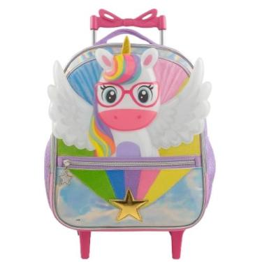 Imagem de Mochila Infantil De Rodinhas Para Menina Unicórnio Arco-íris-Roxo - De