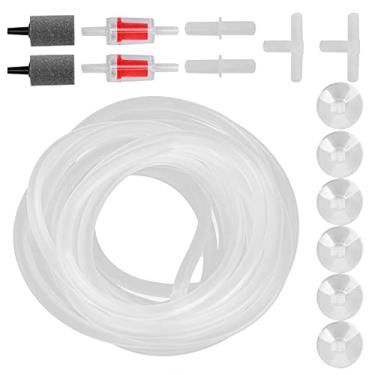 Imagem de Verificação do tubo de oxigênio do aquário, acessórios completos com válvula de retenção Air StoneRed, ventosa para peixes, aquários, hidroponia, conjunto de válvula FishBubble Stone para aquário