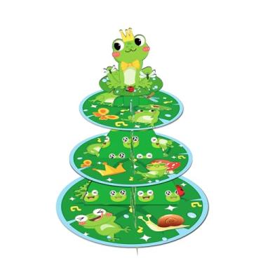 Imagem de Suporte de bolo de desenho animado de sapo de 3 camadas, perfeito para aniversário, piquenique e festa de formatura, torres de sobremesa e exibições de bolo