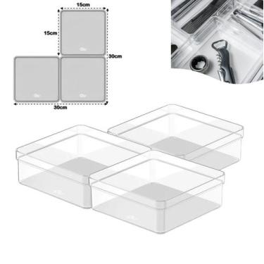 Imagem de Kit 3 Organizador De Gaveta Armário Quadrado Modular Plástico Multiuso