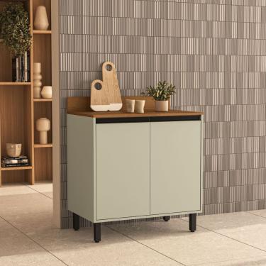 Imagem de Balcão 2 Portas 80cm com Tampo Koya Politorno Móveis - Verde