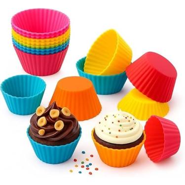 Imagem de Kit 12 Formas de Silicone para Cupcake, Muffin, Bolinho, Assadeira, Air Fryer, Cores Variadas, Resistente a Temperatura, Forminhas, Livre de BPA (12)