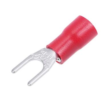 Imagem de uxcell 50 peças SV3.5-5 isolado forquilha Spade tipo U conector de fio elétrico terminal de crimpagem 14-12 AWG vermelho
