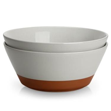 Imagem de MALACASA Tigelas de salada, tigelas de cerâmica de 2976 g, conjunto de 2 tigelas