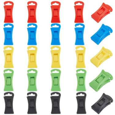 Imagem de CREATCABIN 25 peças, 5 cores, clipes multicoloridos, suporte de meia, clipes de roupa de plástico antiderrapantes, clipes de cabide multifuncionais para gaveta de secadora, pendurar meias, pacote de