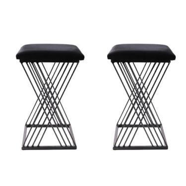 Imagem de KIT 2 Banquetas X Baixa Industrial de Luxo - Automac Decor, Preto